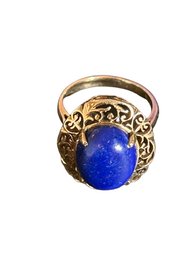 14 Karat Yellow Gold And 6 Carat Lapis Lazuli Ring- 6.15g, Size 6.5