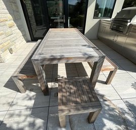 Outdoor Table, Benches & Stools, Table 79x35,28, Benches 70x17x17