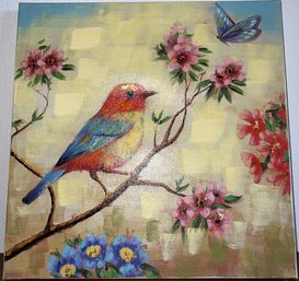 Birds And Bees II By Daphne Brissonnet Framed Acrylic Canvas Painting - 20Lx20W