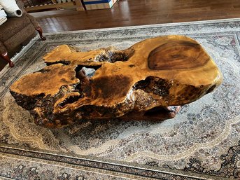 Burl Wood Clear Epoxy Coffee Table  - Custom Live Edge Table, Center Table