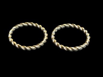 Pair Of 2.2mm 14 Karat Yellow Gold Rope Twist Wedding Rings- Size 6, 4.1g