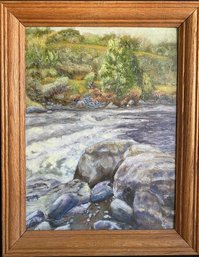 River & Rock Painting (14.5x18.5) Signed By Jil Culver