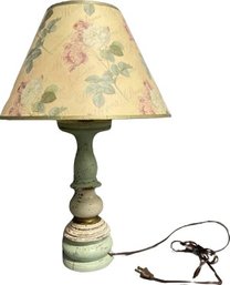 Vintage Floral Wooden Lamp (Tested And Working)