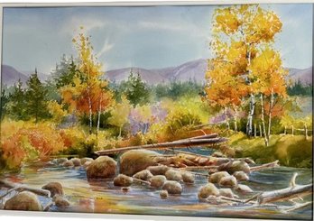 Original Landscape Watercolor Signed By Cecy Turner (21x28)