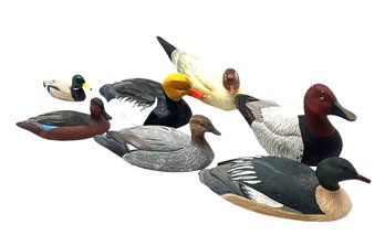Wood Carved Duck Figurine Collection. See Photos For Markings.
