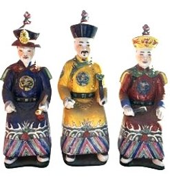 (3) Ceramic Chinese/Asian Figurines - 12 1/2' Tall