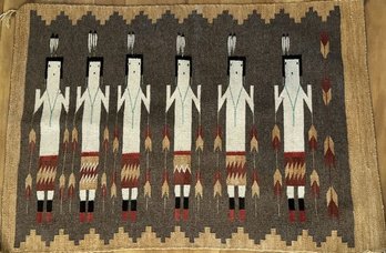 Yei 6 Figure Navajo Wool Rug - Hand Woven 100% Wool Rug