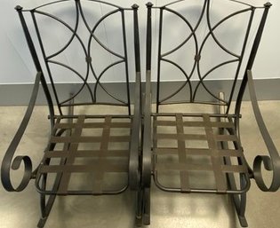 Matching Metal Patio Rockers With Woven Strap Seats (24.5x39.5x38)