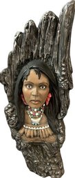 Female American Indian Themed Decor (14.25x6) Appears To Be Ceramic