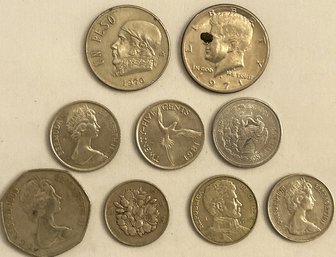 Coins: British Commonwealth Coins, Mexican 5 Centavos & 1 Peso Coin