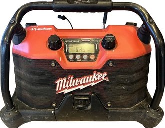 Milwaukee Heavy Duty Radio, Tested & Working With Cord. Needs Batteries For Cordless Option. 19x15x9