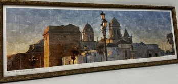 Framed Framed Panorama Of Seville Cathedral Print Signed By Artist (Pictured) (40.5x14.2)