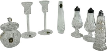 Golden Crown Western Germany Hand Cut Lead Crystal Jar, 3 Crystal Salt & Pepper Shakers And Many More!