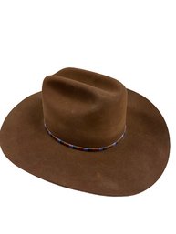 Stetson, Chocolate Brown Wildwood Size 7. Embroidered Band With Tassel