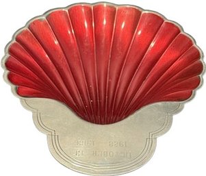 Silver Shell With Snails On Top And Red Inside