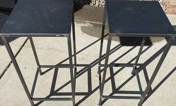 Pair Of Matching Metal Welded Side Tables (22.5x10x10)