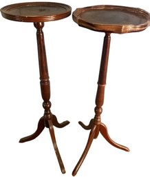 Pair Of Wood Plant Stands, Not Identical 35'tall