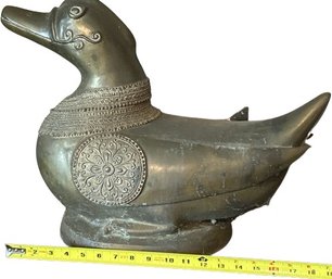 1960's Anglo Indian Brass Duck With Gorgeous Patina. Very Heavy, Would Estimate 40lbs.