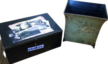 Hard Photo Box 13.5x9 And 10 Decorative Waste Basket