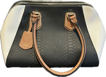 ALDO Black, White And Brown Faux Leather Shoulder Bag Purse