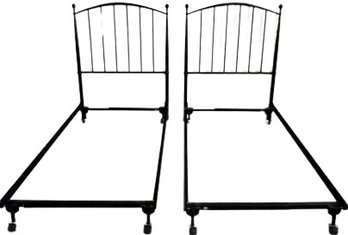 Two Twin Metal Bed Frames: 64x38x51