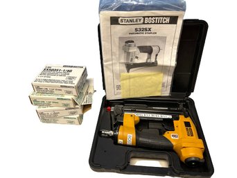Stanley Bostitch Pneumatic Stapler With Various Sized Staples Case Is 12x10x3