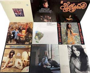Vinyl Collection (9) Including Judy Collins, Johnny Cash, Linda Ronstadt
