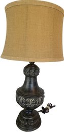 Lamp With Shade In Working Condition. Dark Brown.