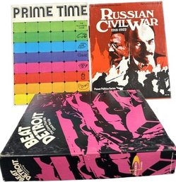 3 Used Board Games, Russian Civil War, Beat Detroit And Prime Time The Television Game