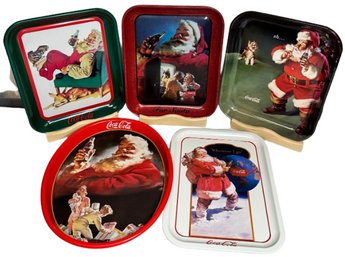 Christmas Coca-Cola Dear Santa Metal Tray - Holiday Serving 5 Pcs Tray 15'