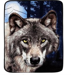 (New) Northwest Lupine Stare Oversized Raschel Throw Blanket, 60' X 80'