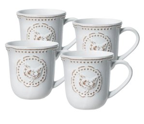 (New) Farmhouse Hen Mugs - Set Of 4