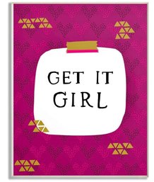 'Get It Girl' Shapes Purple Glam Girl Wall Plaque, 13 X 19, Multi-Color