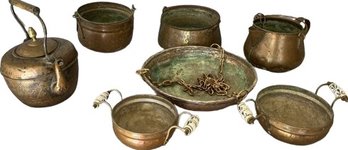 Variety Of Copper Pots For Plants & Teapots For Decor(6-12 D)