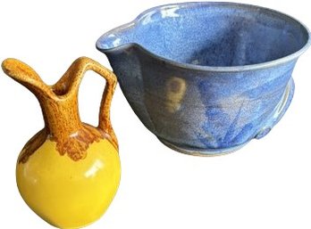 Ceramic Art Pottery  Vases And Pitcher - Signed On The Bottom