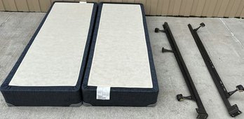 (2) Denver Mattress Company Boxsprings & Metal Bedframe