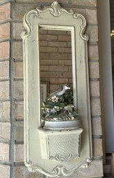 White Front Porch Mirror With Bird - 20 Inches Tall