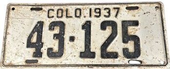 Colorado 1937 License Plate