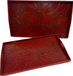 Deep, Red Wood Trays, Floral Design 15'