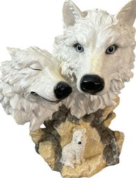 Wolves Statue (12.5Hx10.5W) Appears To Be Ceramic Or Plastic