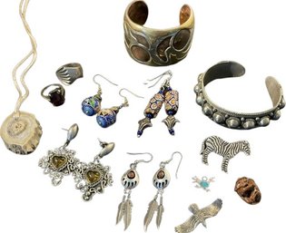 Cuff Bracelets, Rings, Pierced Earrings, Pendants. Gemstones.