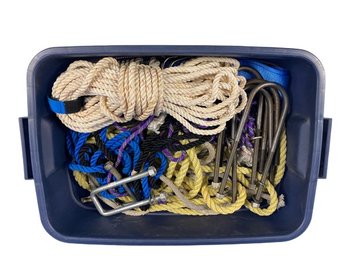 Container Of Ropes And 7-10 Inch Bolt Stakes