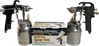Pair Of Painting Cap Sprayers (Air Assisted) With Central Pneumatic Gravity Feed Spray Gun (New In Box)