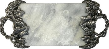Stone Cutting Board With Metal Foliage Handles By Godinger- 18Lx9W