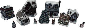 Christmas Village & Accessories: Buildings Are 4-8 Tall. Painted Ceramic.
