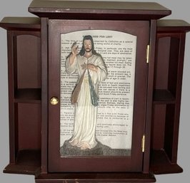 Small Display Cabinet (11.5x10.5x5) With Jesus Christ Figurine From Divine Mercy Bareggio Collection