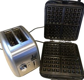 Kitchen Aid Toaster, Cuisinart Waffle Maker, Both Working