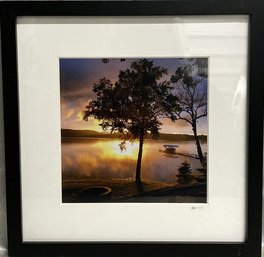 Framed Sunset Over The Water Photography Signed By Photographer, SBV 2017-13x13