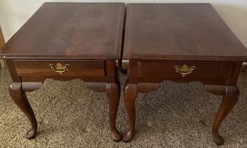 Two Wooden BroyHill Side Tables - 27'Lx22'Wx