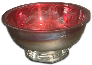 Silver Plate Bowl With Red Bowl Insert - 9.5'